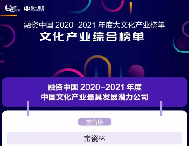 最新消息！寶瓷林喜提融資中國本年度“中國